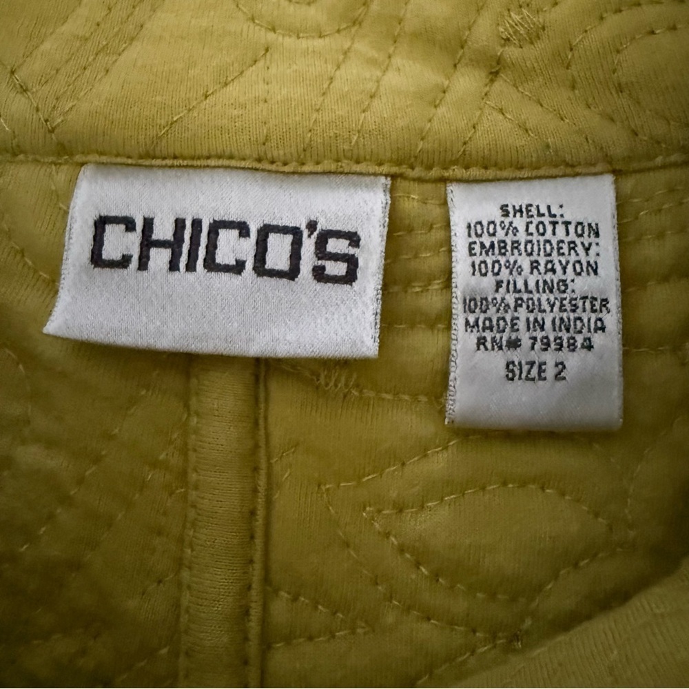 Chico's Embroidered Indie Boho Textured Spring Cotton Zip Up Jacket Shirt 2 - Picture 7 of 11